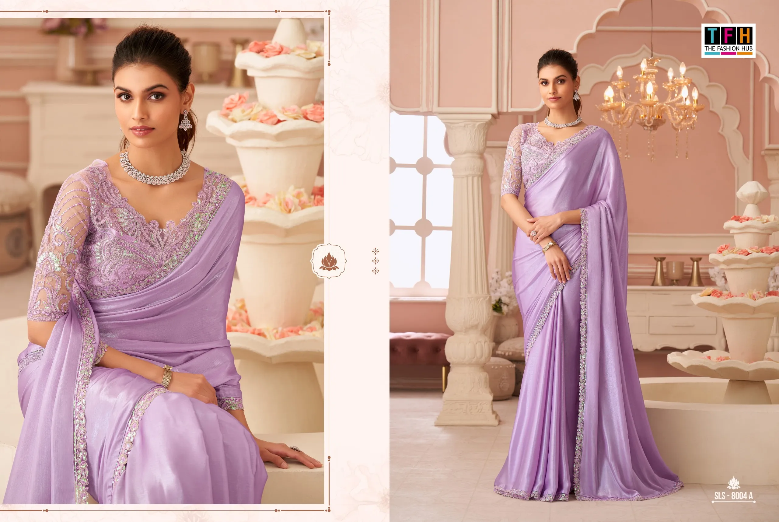 Silver Chiffon Shimmer Premium Saree - Image 7 in Surat